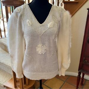 Lido New York Vintage 80’s Knit long sleeve sweater, small Cream